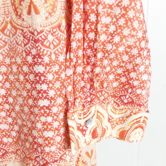 Chico’s Button Up Blouse Top Size 2/L Coral - Picture 4 of 5